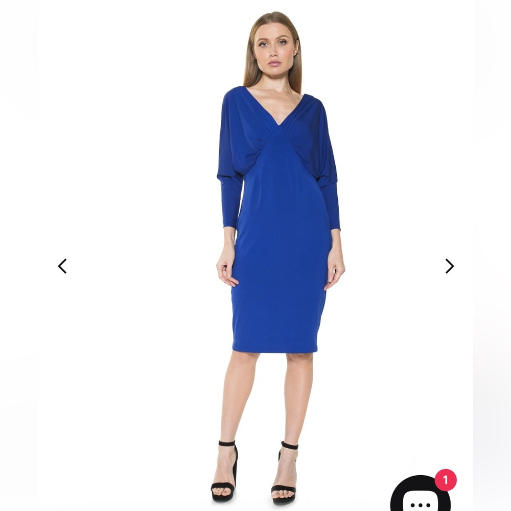 NWT Alexia Admor Christine Lapis Dolman Curtain Sleeve Midi Dress